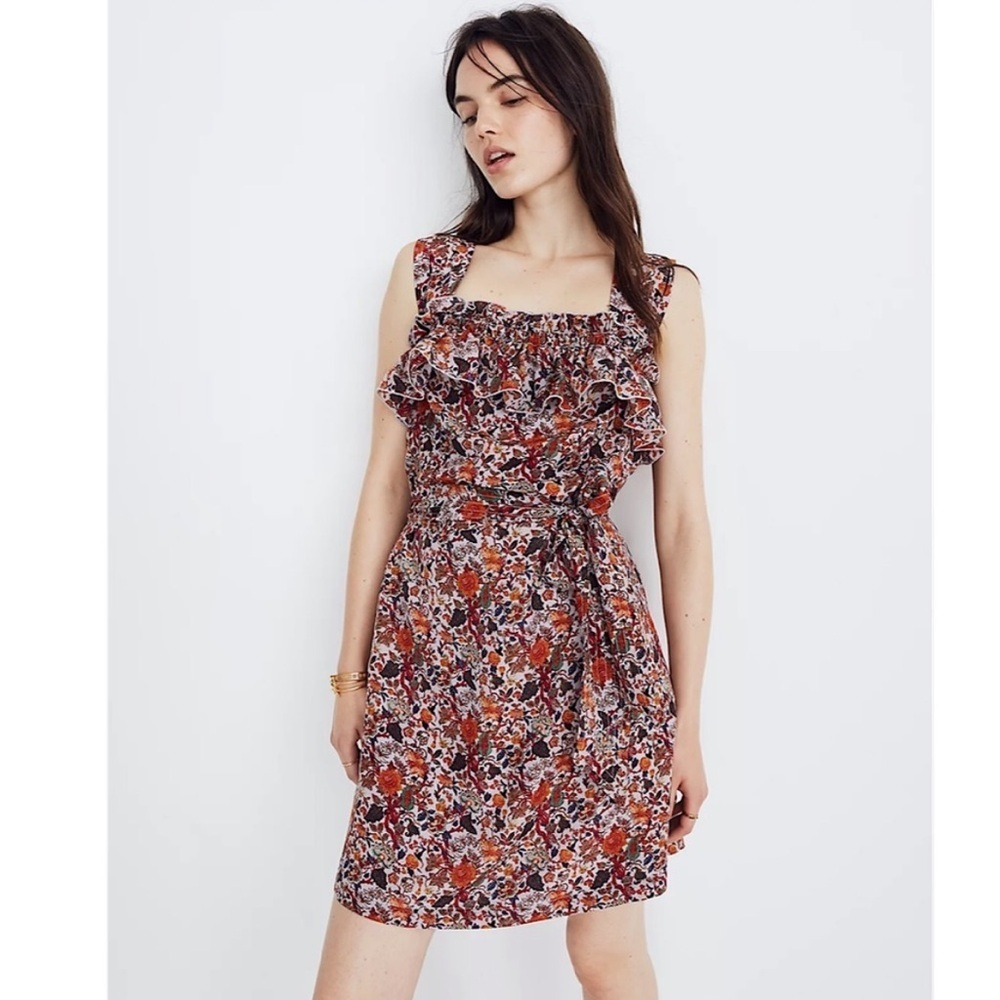 Madewell x Karen Walker‎ Silk Floral Rosalie Ruffled Dress